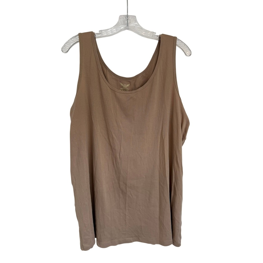 Faded‎ Glory Womens Tan Brown Scoop Neck Tank Top 3X 22W-24W XFGW17064SO